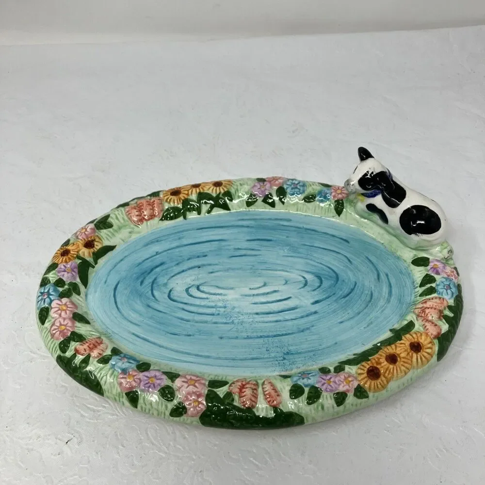 Mercuries Country Farm Childs Tea Set Tray Hand Painted Cow By Lake Replacement